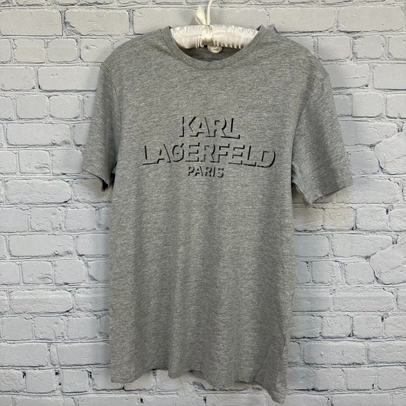 Karl Lagerfeld Paris Men's Cotton‎ Block Shadow Logo T-Shirt, Size Small, Gray - Picture 1 of 5